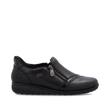 Rieker Tex Comfort Shoe With Side Zip - Black Leather